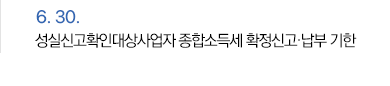 6월 30일 성실신고확인대상사업자 종합소득세 확정신고·납부 기한
